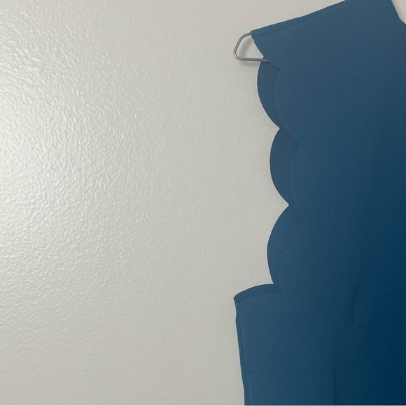 Everly Sleeveless Midi Dress Scalloped Edges Blue Size Medium - Picture 2 of 9